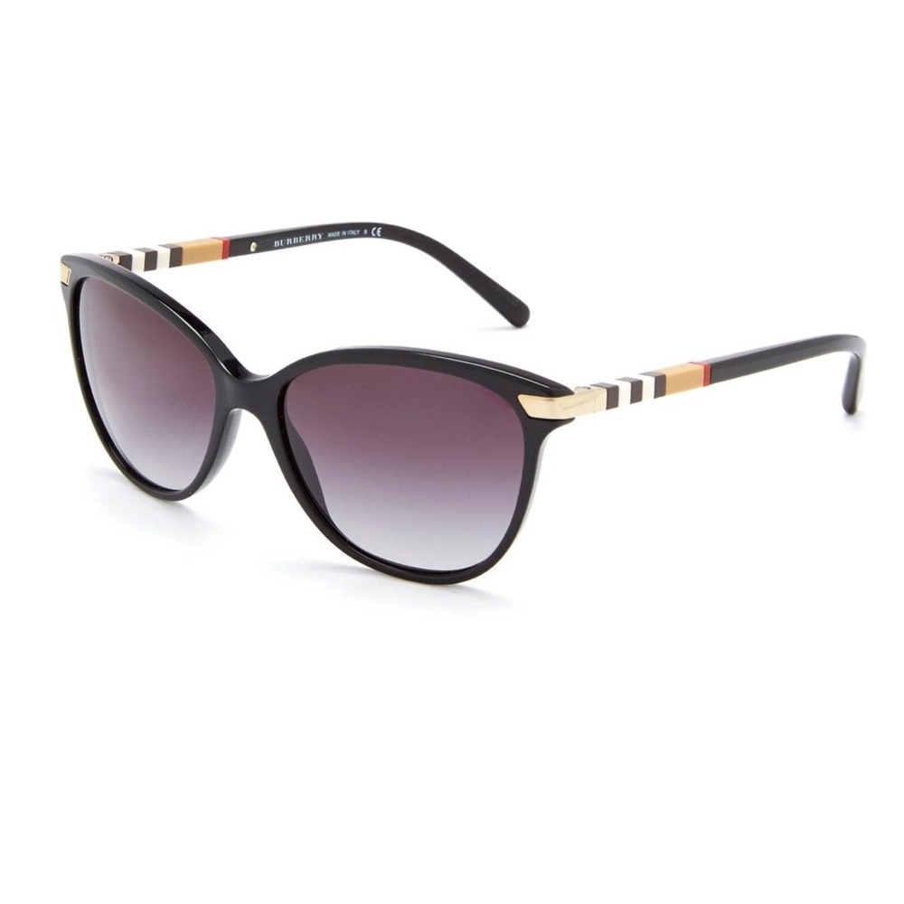 Burberry Black Cat-Eye Sunglasses with Gold Accents